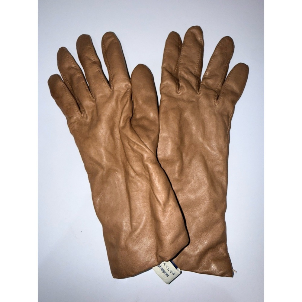 Lord & Taylor Cashmere Lined Dark‎ Brown Leather Gloves Size 7 1/2 Driving 1